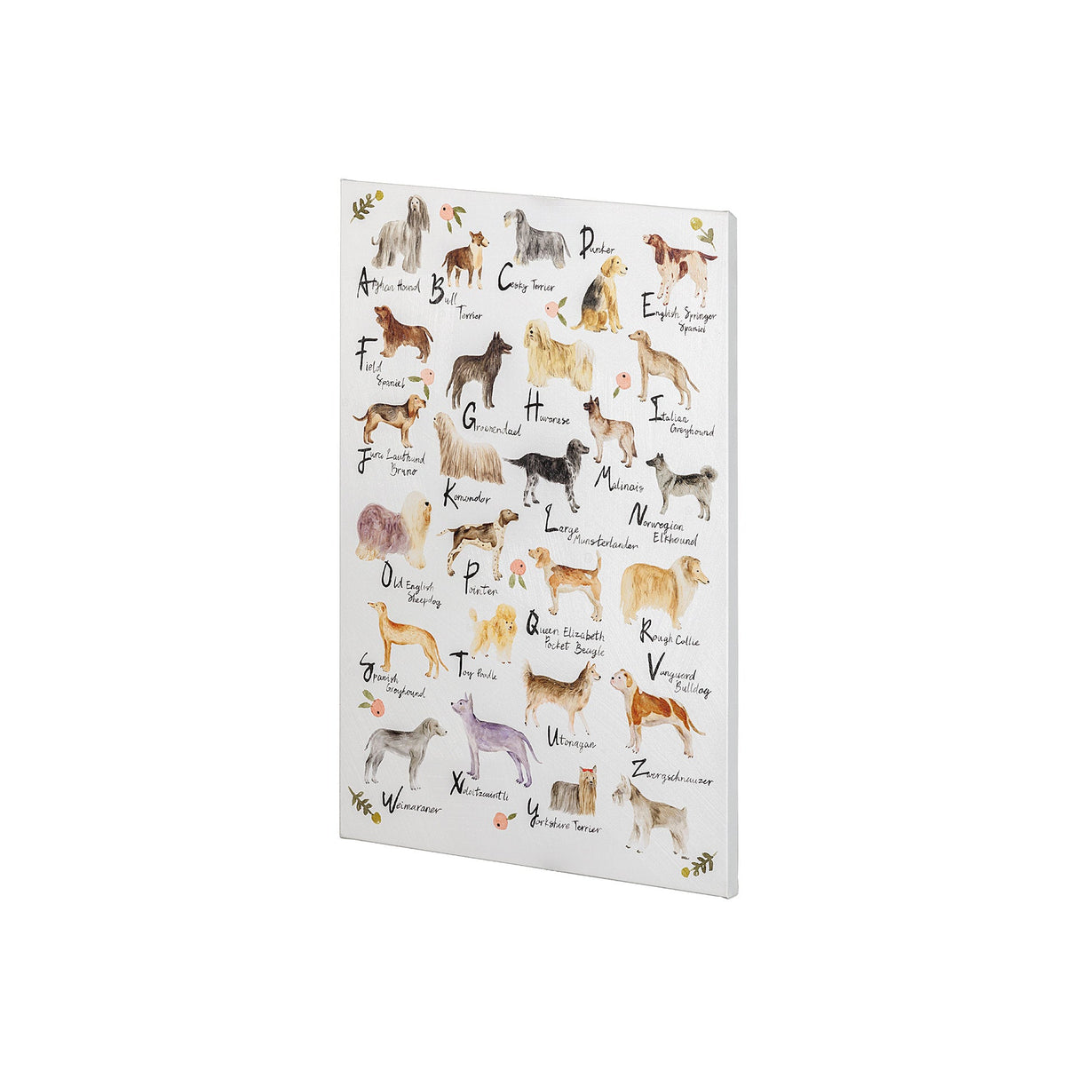 Dog Alphabet by Melissa Wang a Hand Embellished Textured Canvas by Mercana at Eve Furniture