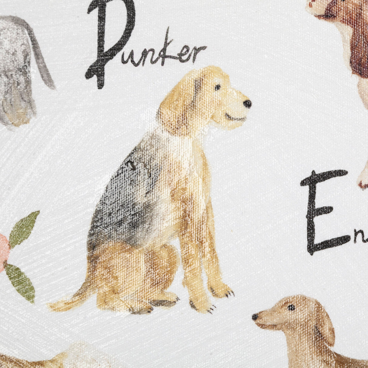 Dog Alphabet by Melissa Wang a Hand Embellished Textured Canvas by Mercana at Eve Furniture
