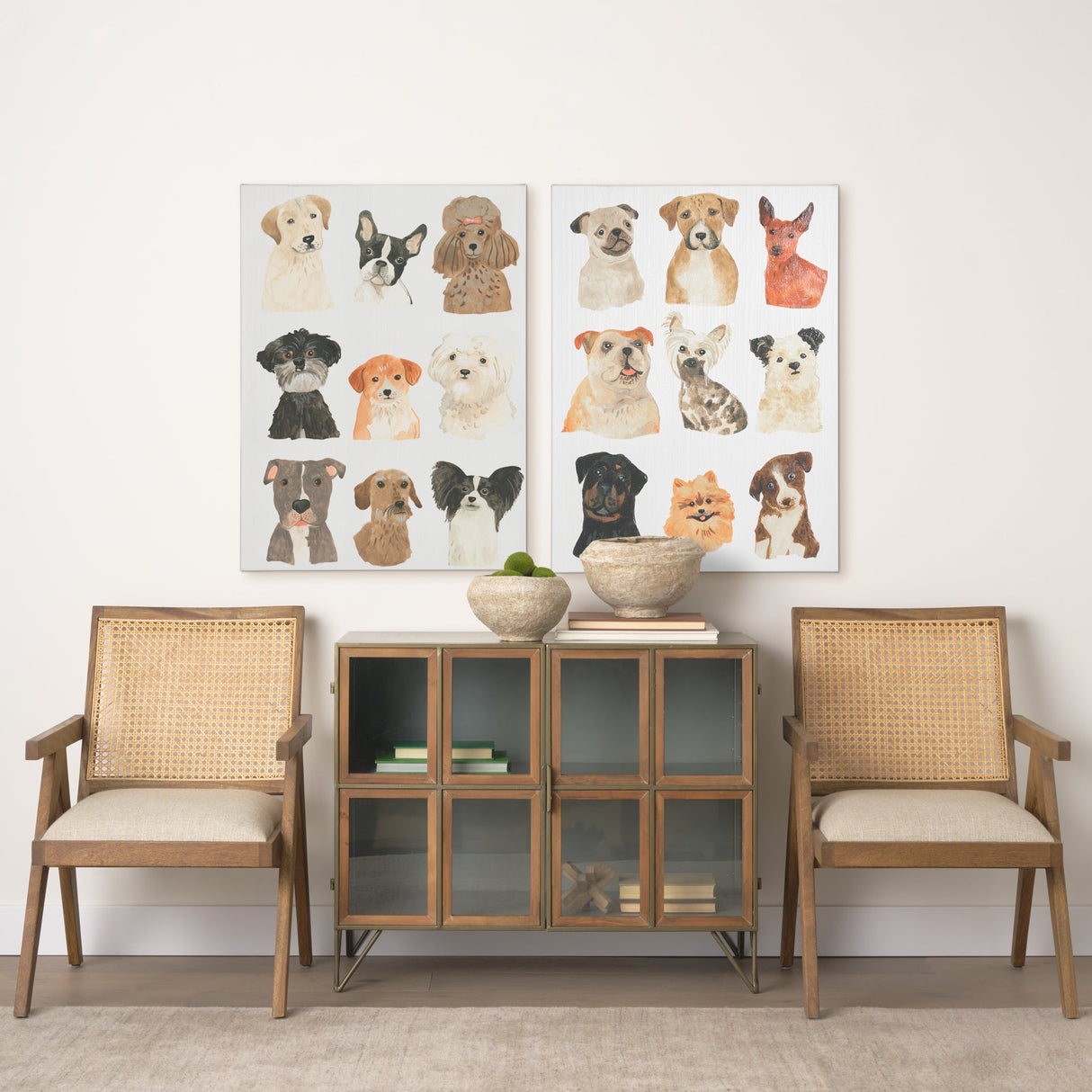 Doggos & Puppers II by June Erica Vess a Hand Embellished Textured Canvas by Mercana at Eve Furniture