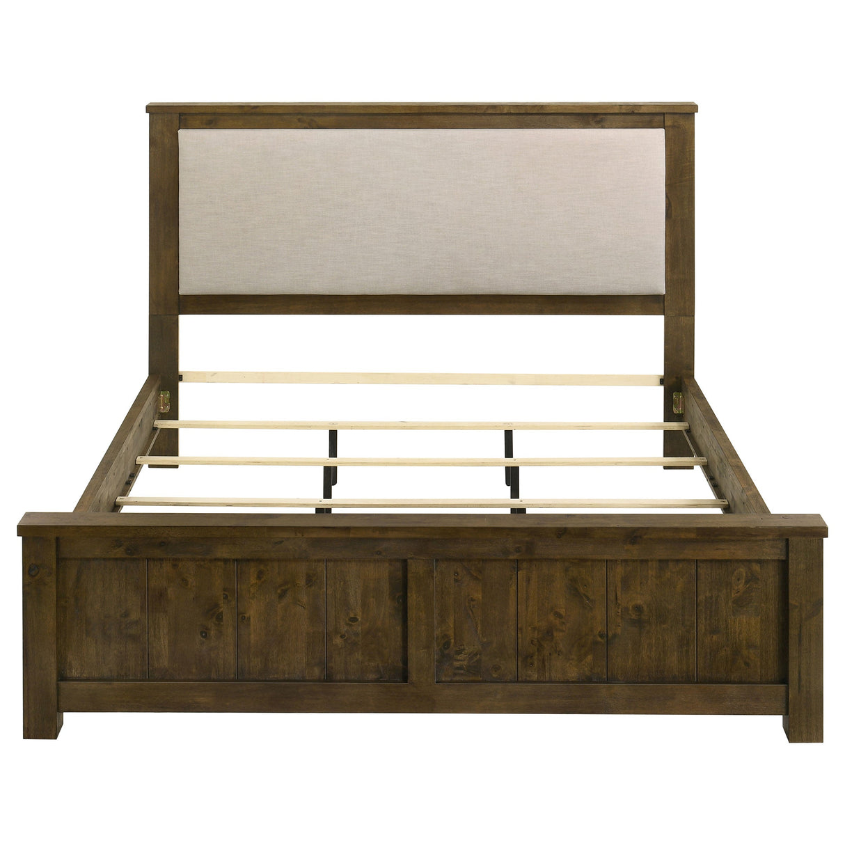 Doherty Rustic Brown Eastern King Linen Upholstered Panel Bed by Coaster at Eve Furniture
