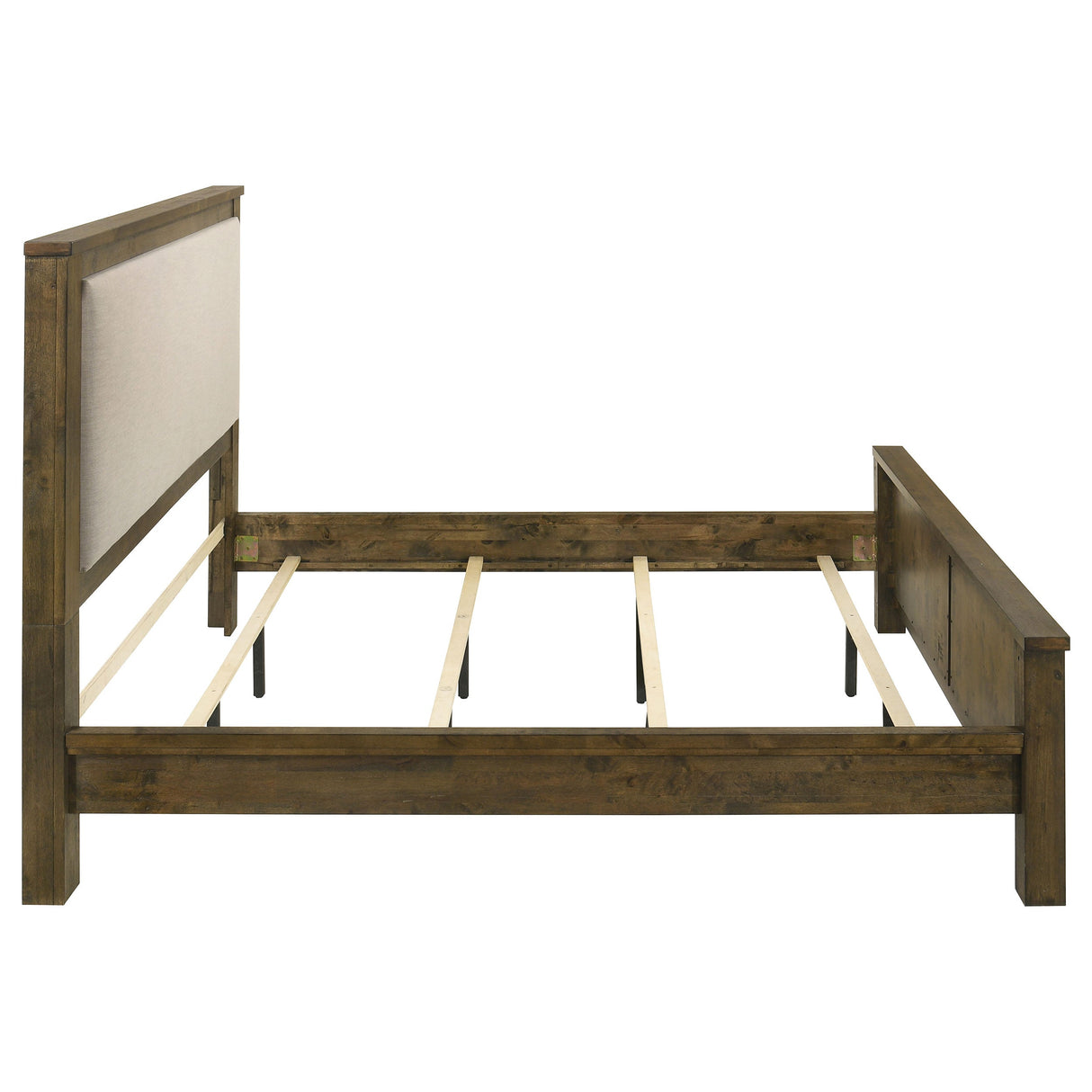 Doherty Rustic Brown Eastern King Linen Upholstered Panel Bed by Coaster at Eve Furniture