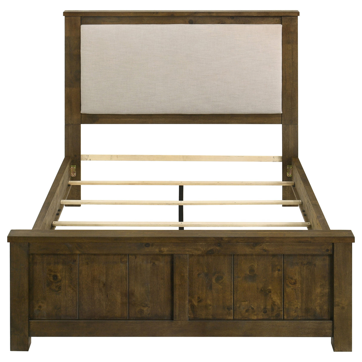 Doherty Rustic Brown Queen Linen Upholstered Panel Bed by Coaster at Eve Furniture