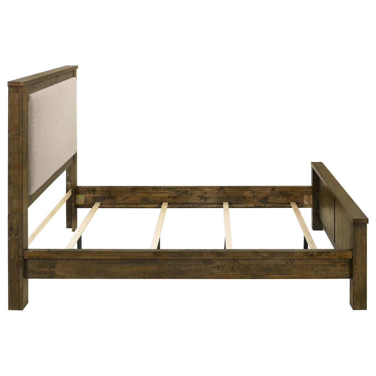 Doherty Rustic Brown Queen Linen Upholstered Panel Bed by Coaster at Eve Furniture