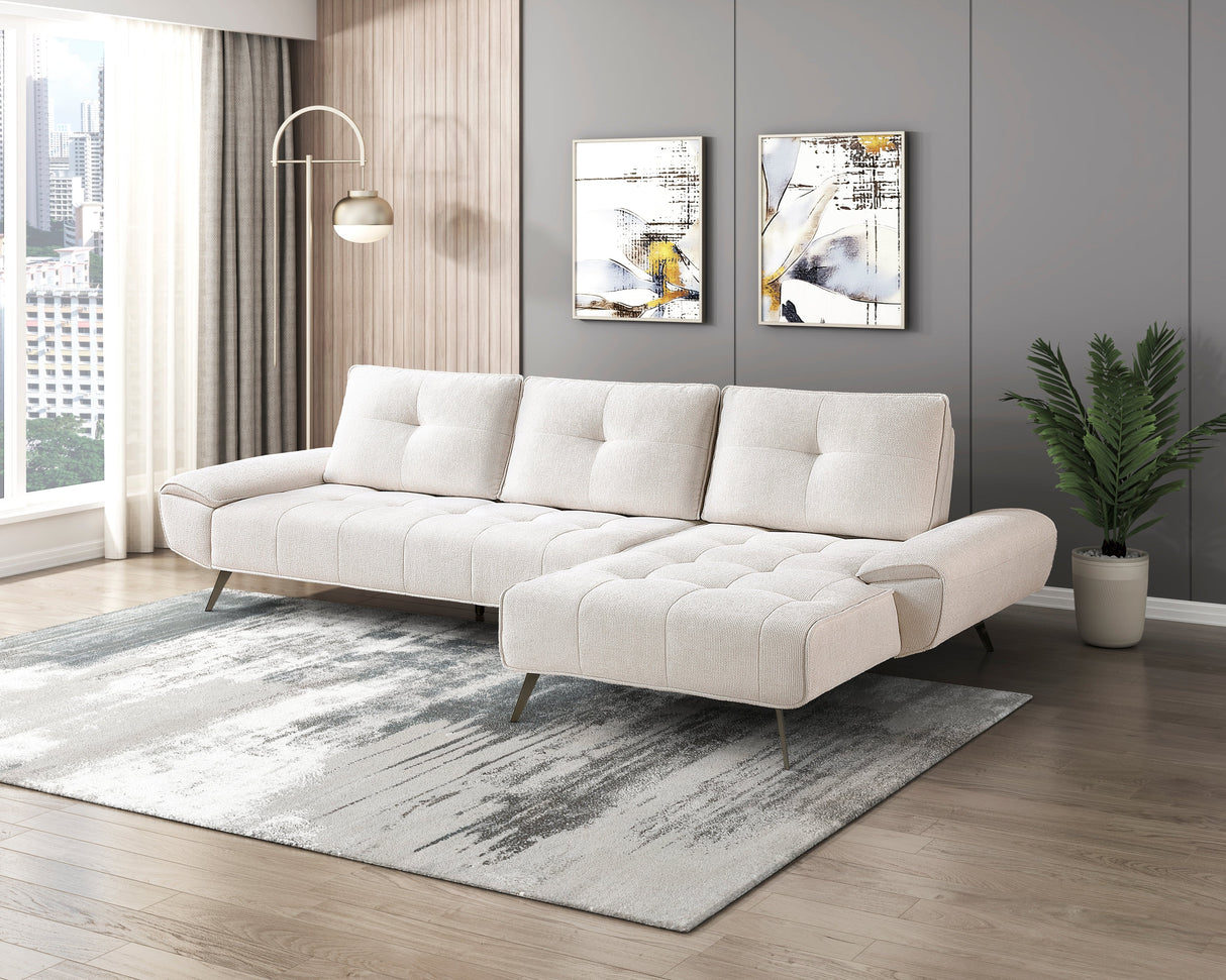 Dominic Beige 2-Piece Sectional with Right Chaise and Dual-position Backs by Homelegance at Eve Furniture