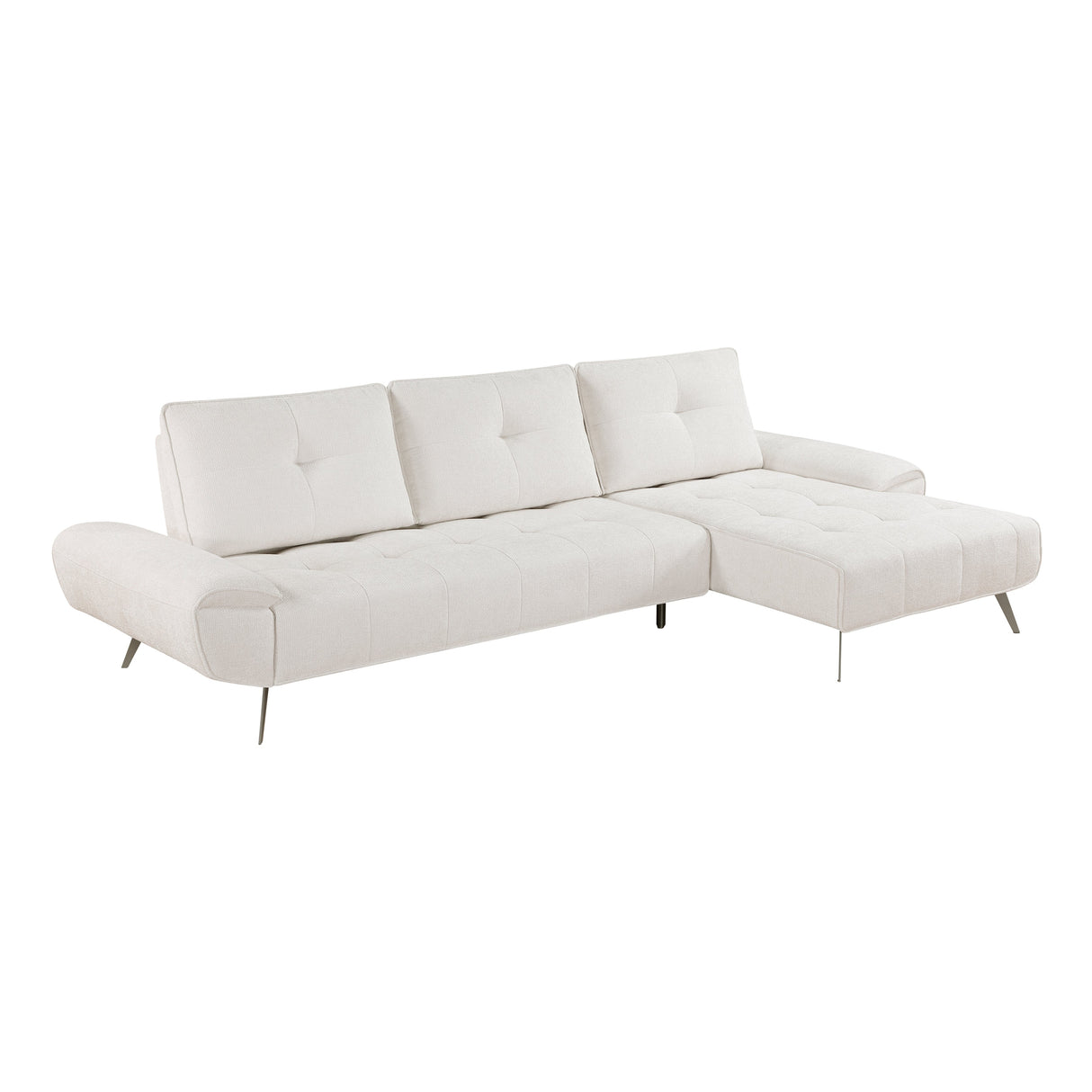 Dominic Beige 2-Piece Sectional with Right Chaise and Dual-position Backs by Homelegance at Eve Furniture