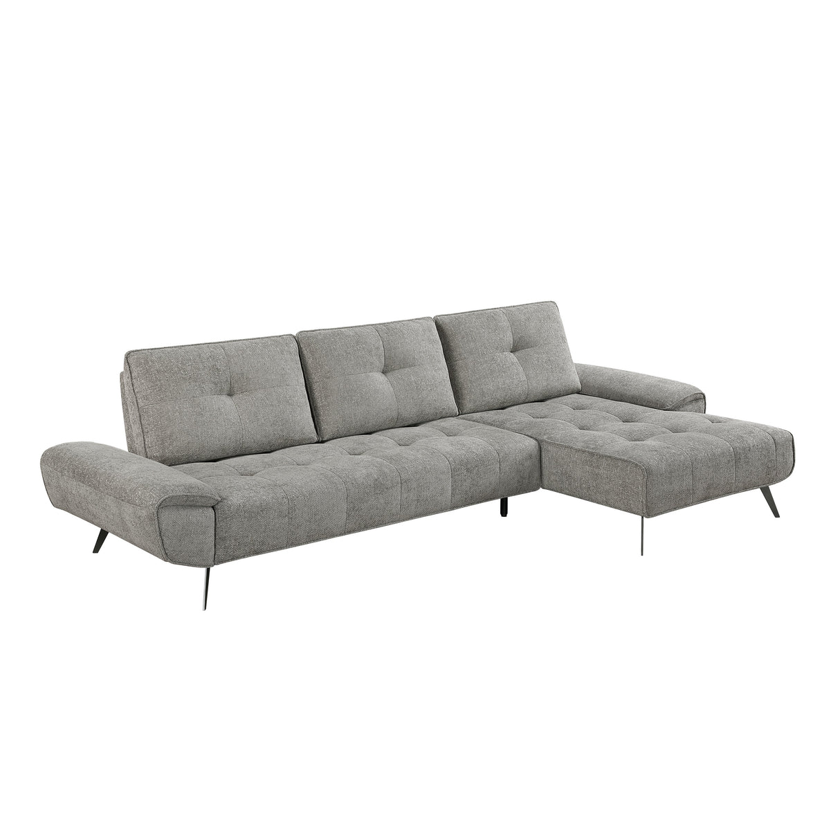 Dominic Dark Gray 2-Piece Sectional with Right Chaise and Dual-position Backs by Homelegance at Eve Furniture