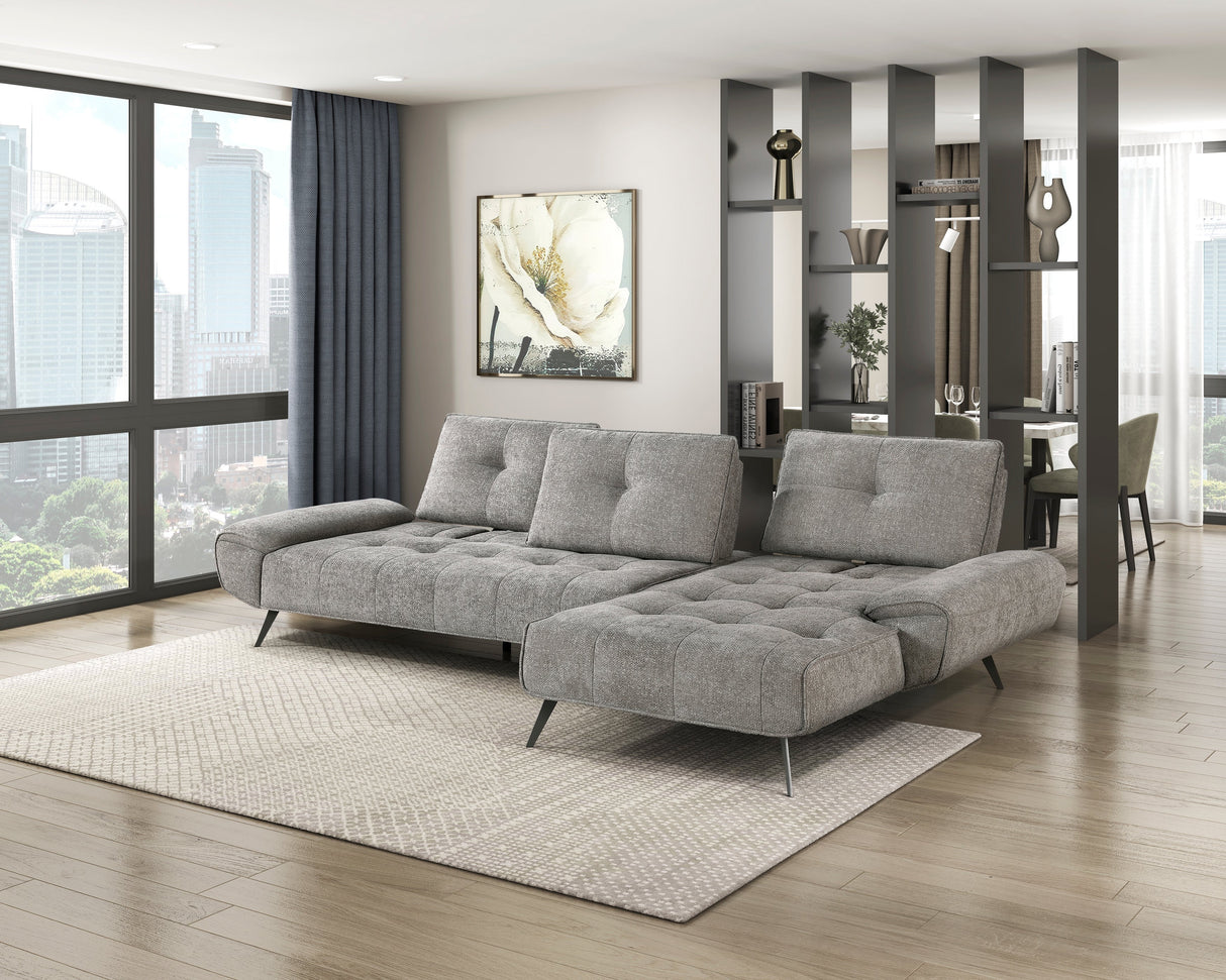 Dominic Dark Gray 2-Piece Sectional with Right Chaise and Dual-position Backs by Homelegance at Eve Furniture