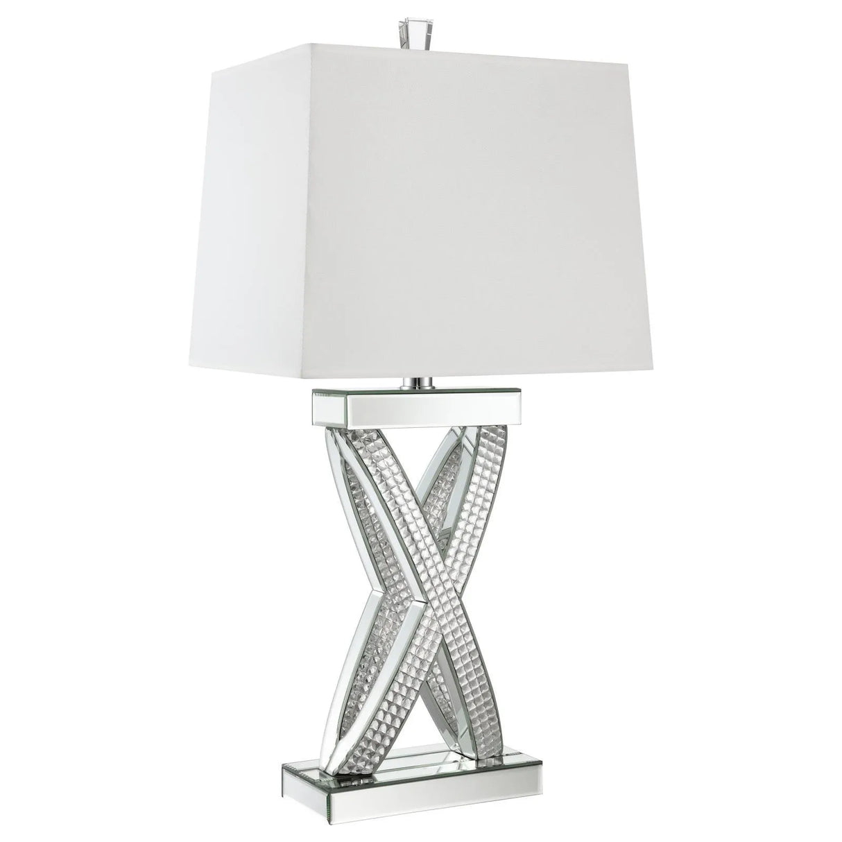 Dominick White and Mirror Table Lamp with Rectange Shade by Coaster at Eve Furniture