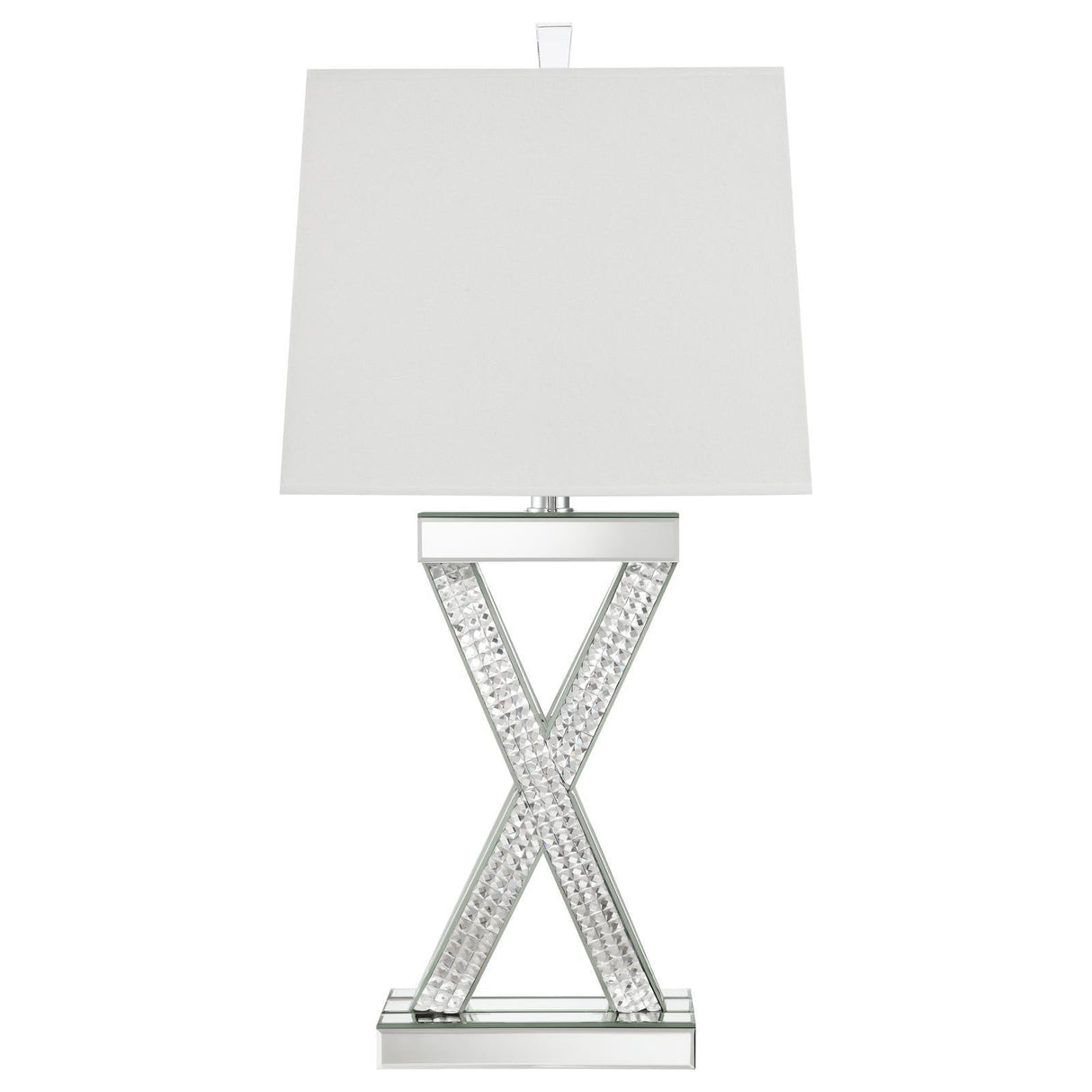Dominick White and Mirror Table Lamp with Rectange Shade by Coaster at Eve Furniture