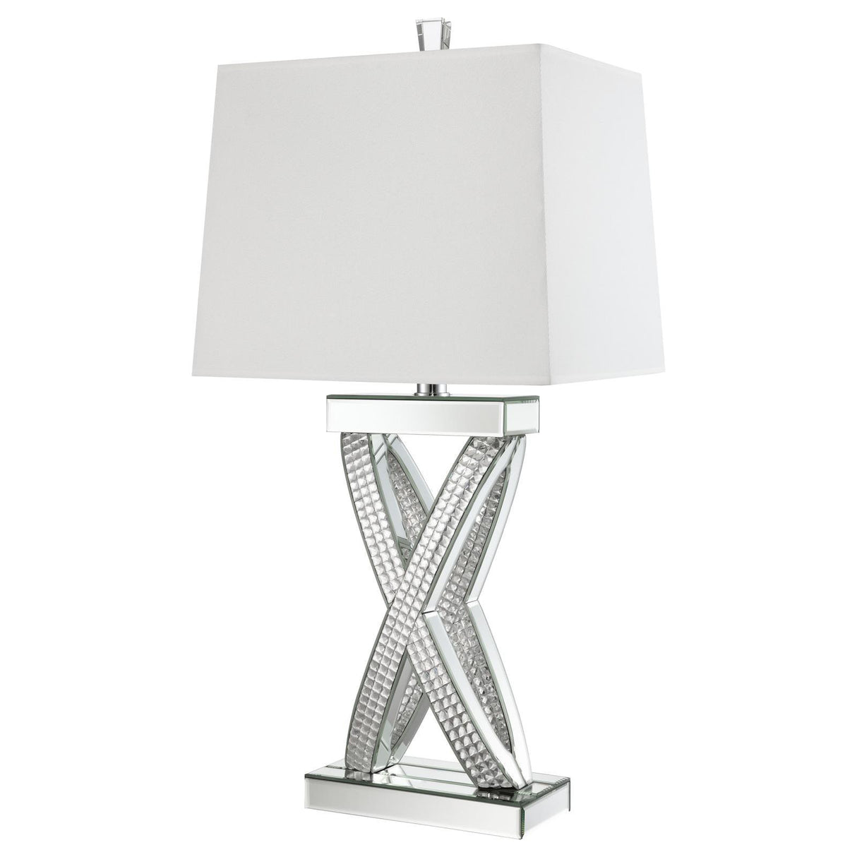 Dominick White and Mirror Table Lamp with Rectange Shade by Coaster at Eve Furniture