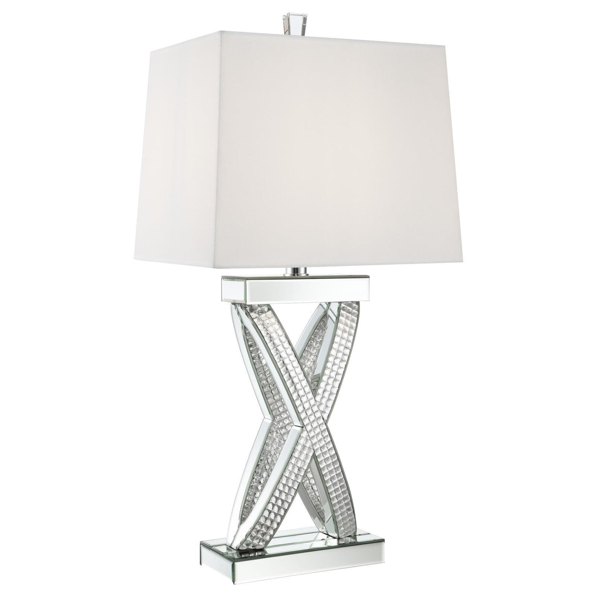 Dominick White and Mirror Table Lamp with Rectange Shade by Coaster at Eve Furniture