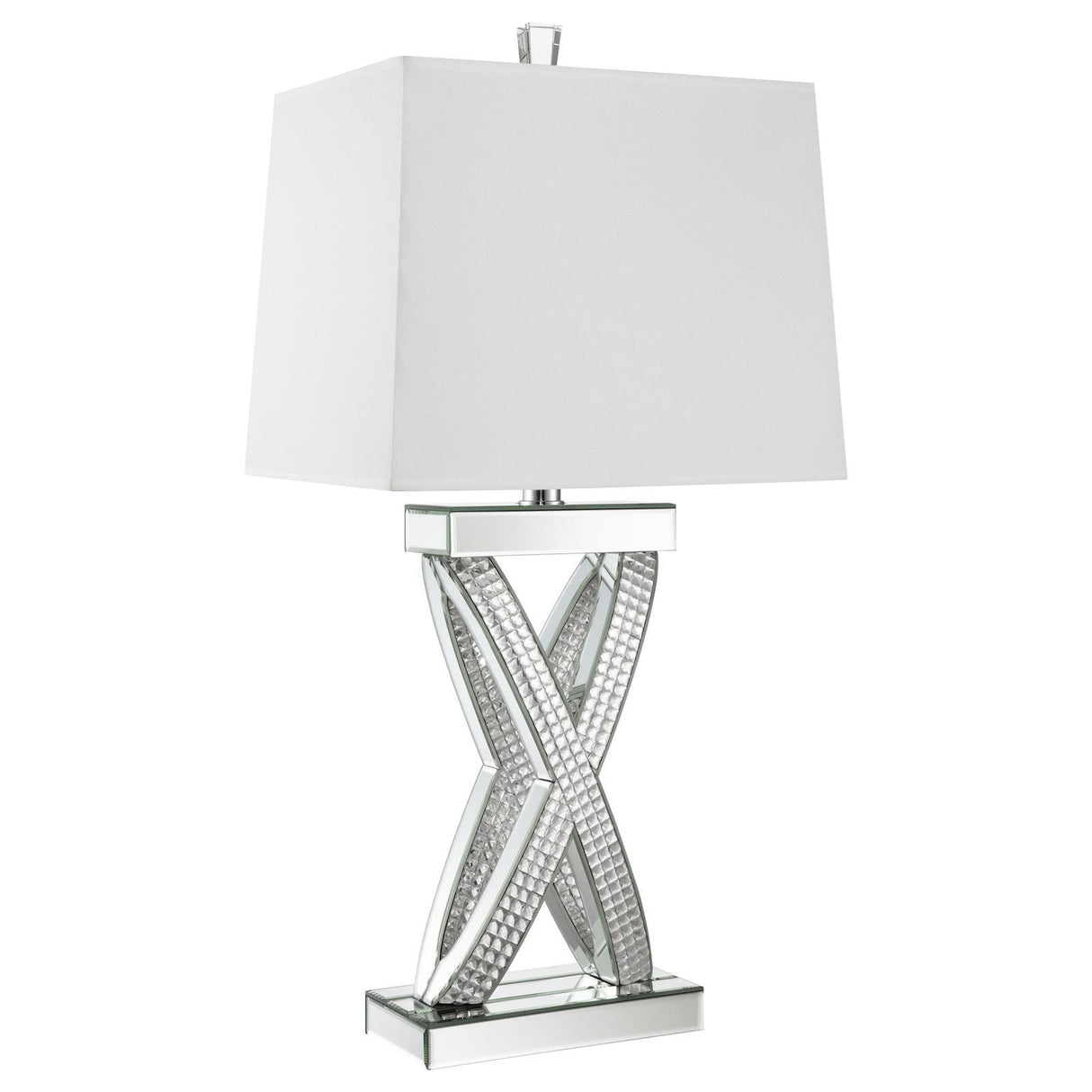 Dominick White and Mirror Table Lamp with Rectange Shade by Coaster at Eve Furniture