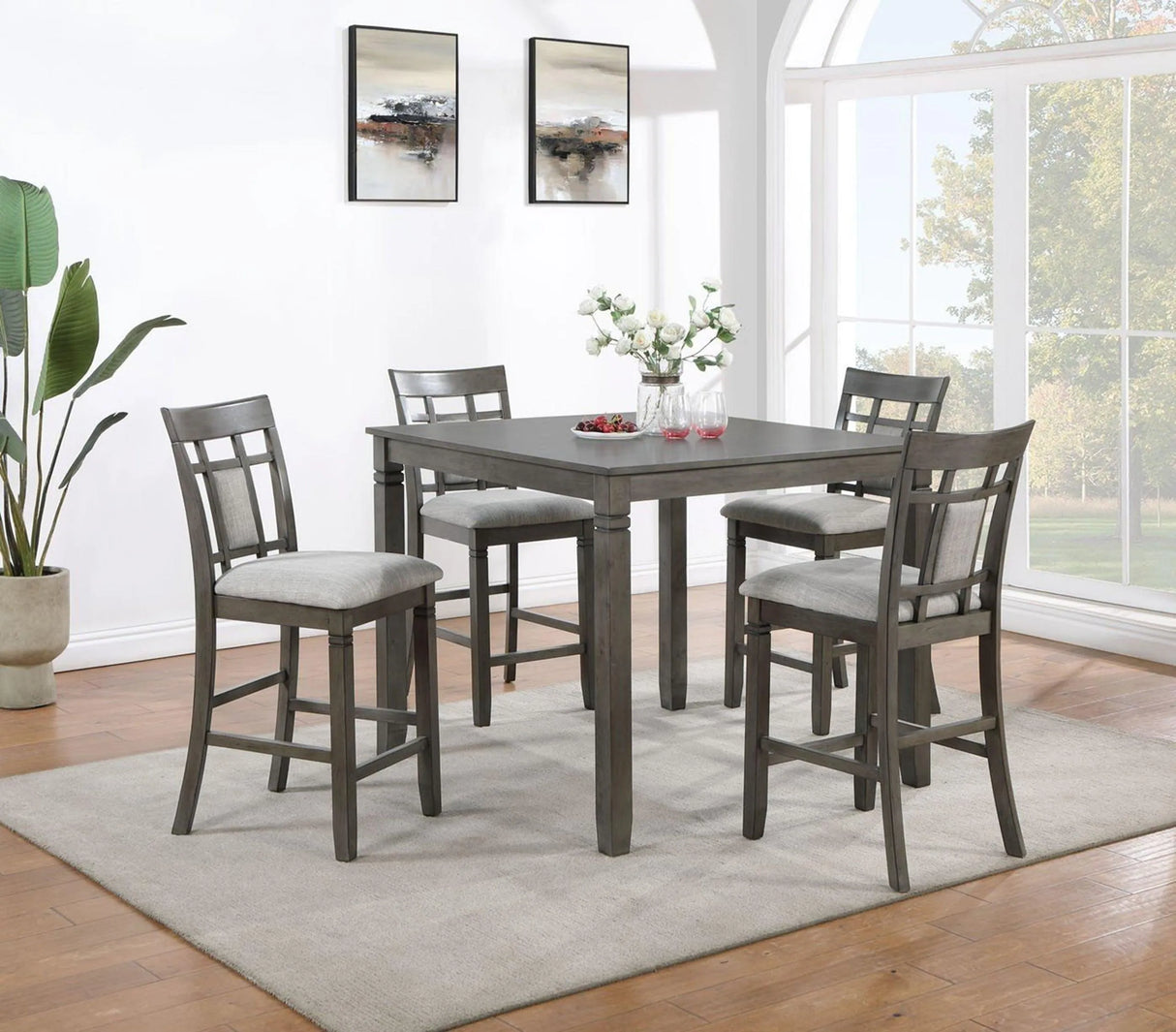 Dona Gray 5-Piece Counter Height Set by Happy Homes at Eve Furniture
