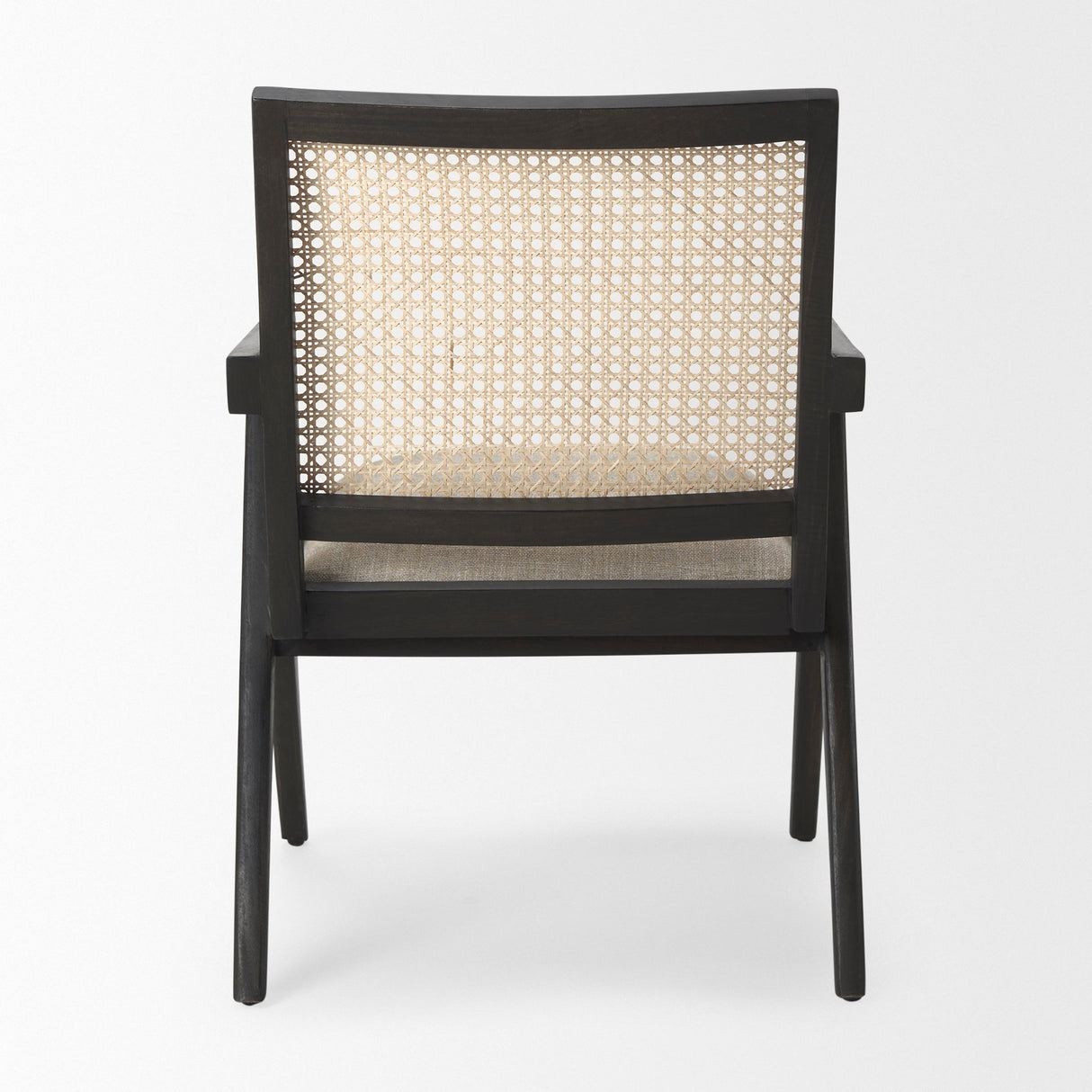 Donna Black Wood Cane-Back w/ Beige Upholstered Seat Dining Chair by Mercana at Eve Furniture