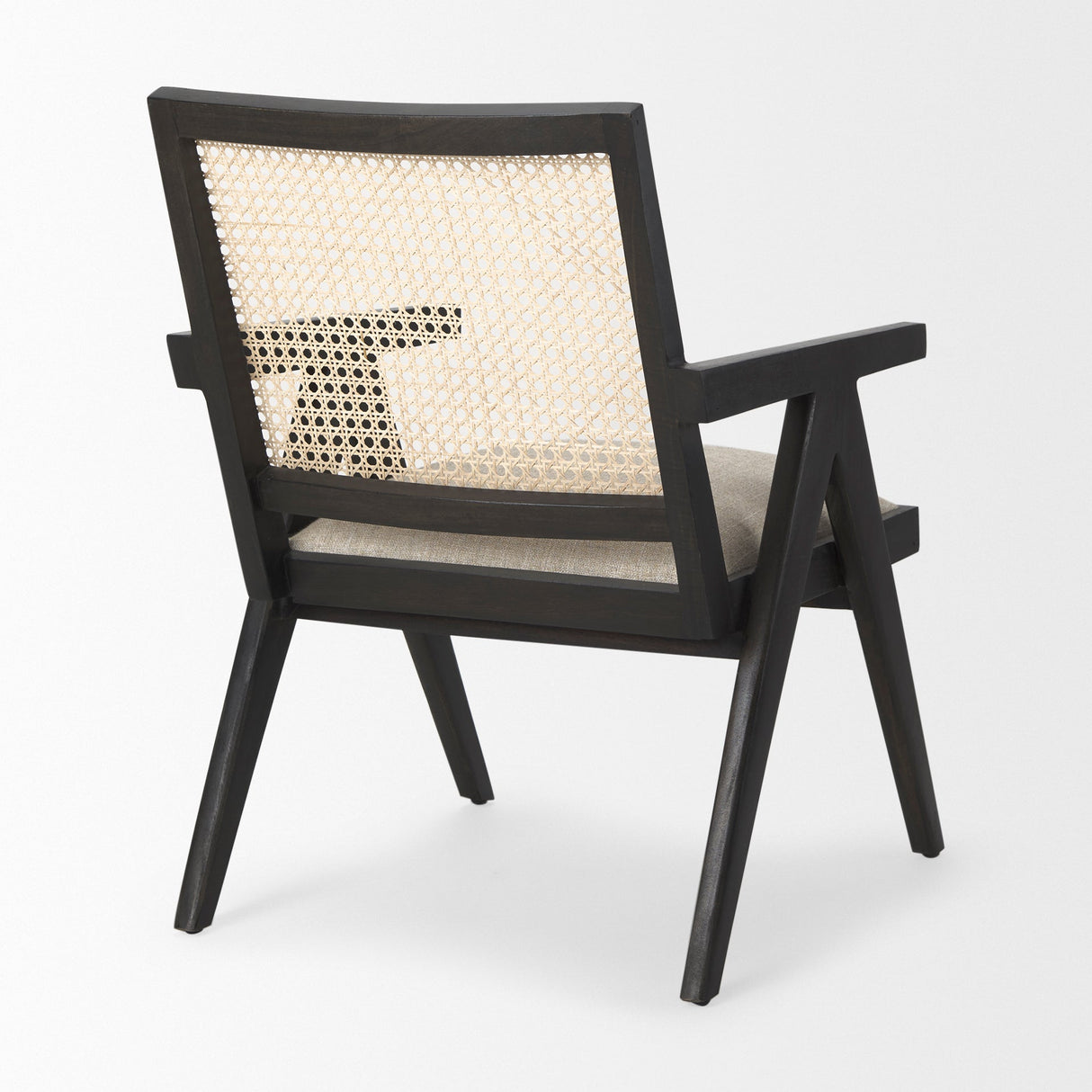 Donna Black Wood Cane-Back w/ Beige Upholstered Seat Dining Chair by Mercana at Eve Furniture