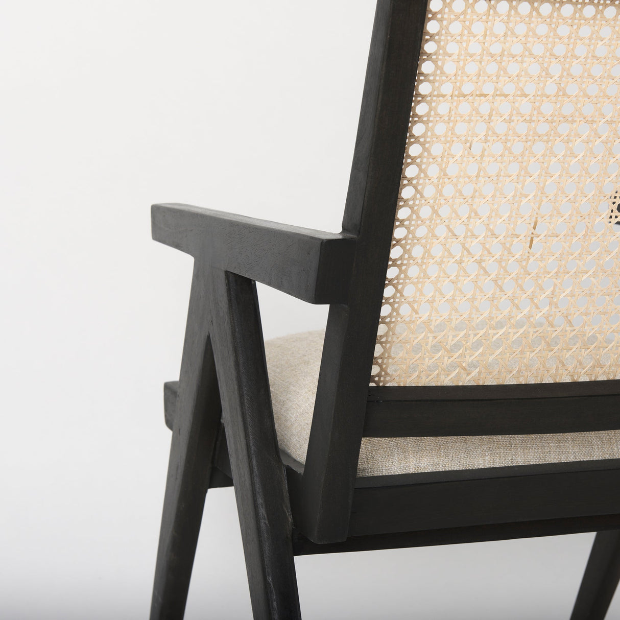 Donna Black Wood Cane-Back w/ Beige Upholstered Seat Dining Chair by Mercana at Eve Furniture
