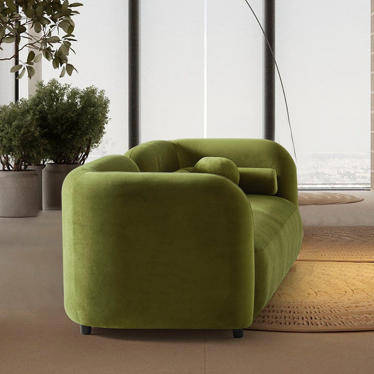 Donna Japandi Style Olive Green Velvet Sofa by Ashcroft Furniture at Eve Furniture