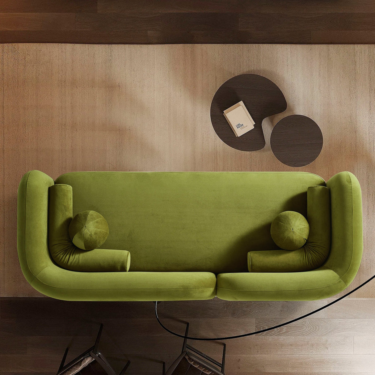 Donna Japandi Style Olive Green Velvet Sofa by Ashcroft Furniture at Eve Furniture