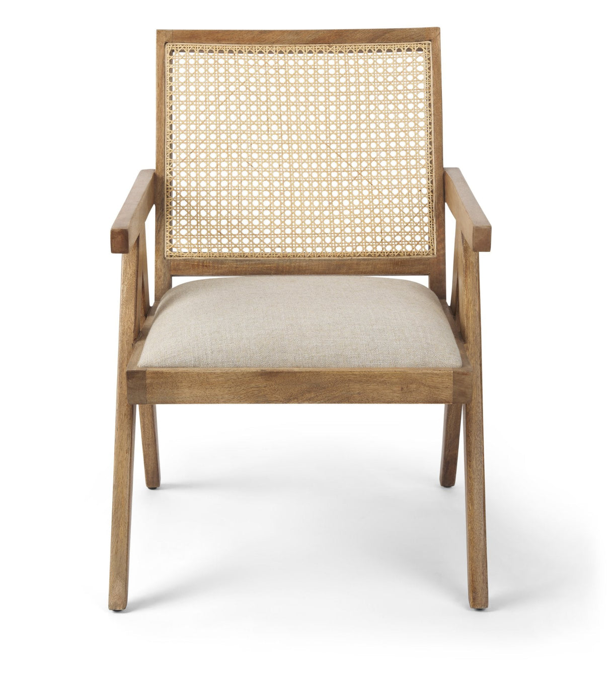 Donna Light Brown Wood Cane-Back w/ Beige Upholstered Seat Dining Chair by Mercana at Eve Furniture