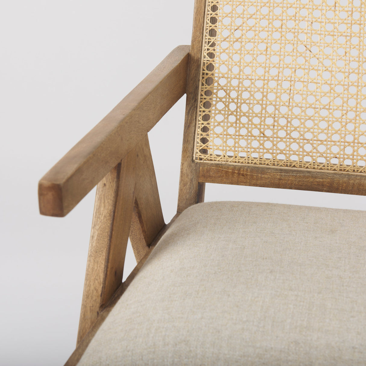 Donna Light Brown Wood Cane-Back w/ Beige Upholstered Seat Dining Chair by Mercana at Eve Furniture