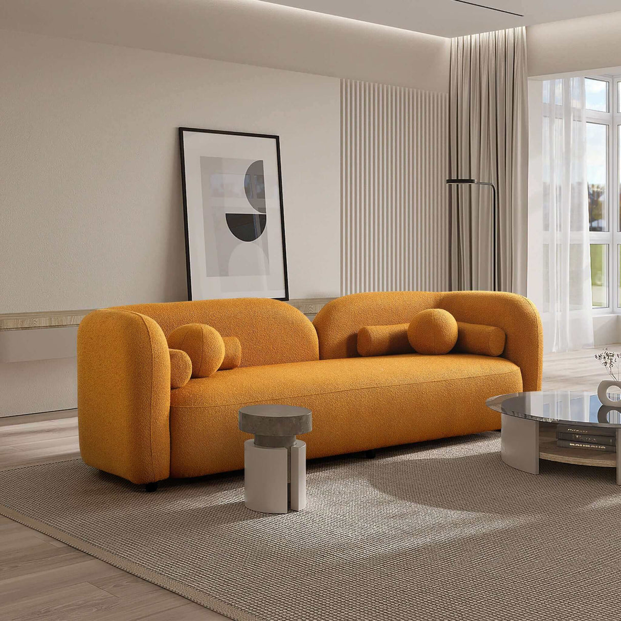 Donna Yellow Japandi Style Boucle Sofa by Ashcroft Furniture at Eve Furniture