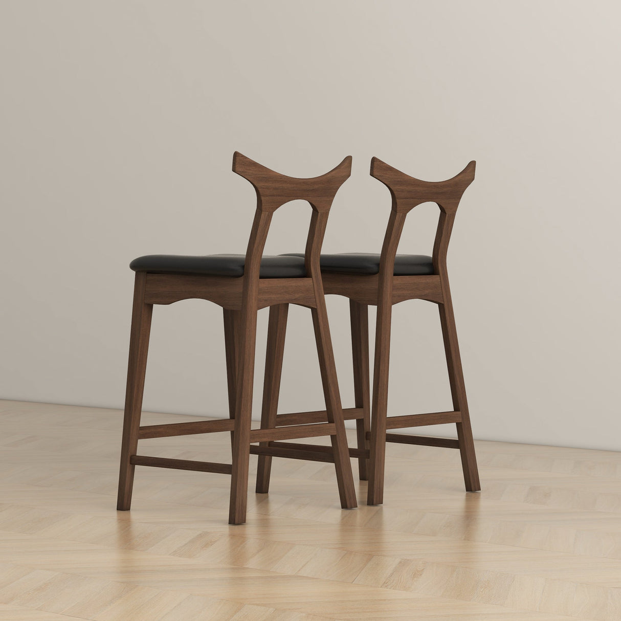 Dorane Solid Wood Frame Black Pu Leather Upholstered Bar Stool - Set of 2 by Ashcroft Furniture at Eve Furniture