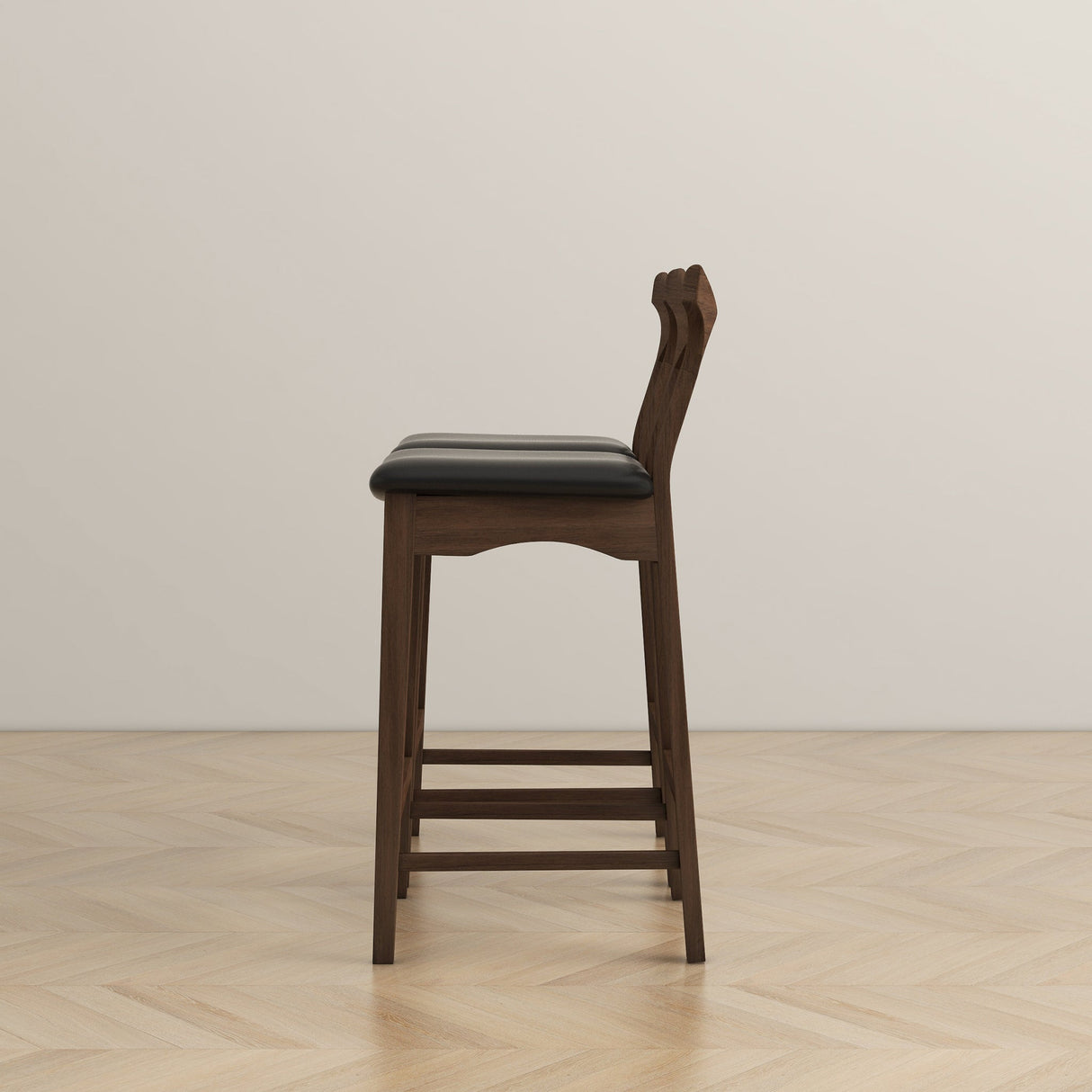 Dorane Solid Wood Frame Black Pu Leather Upholstered Bar Stool - Set of 2 by Ashcroft Furniture at Eve Furniture