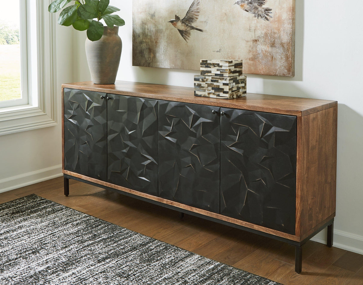 Dorannby Black/Brown Accent Cabinet by Ashley at Eve Furniture