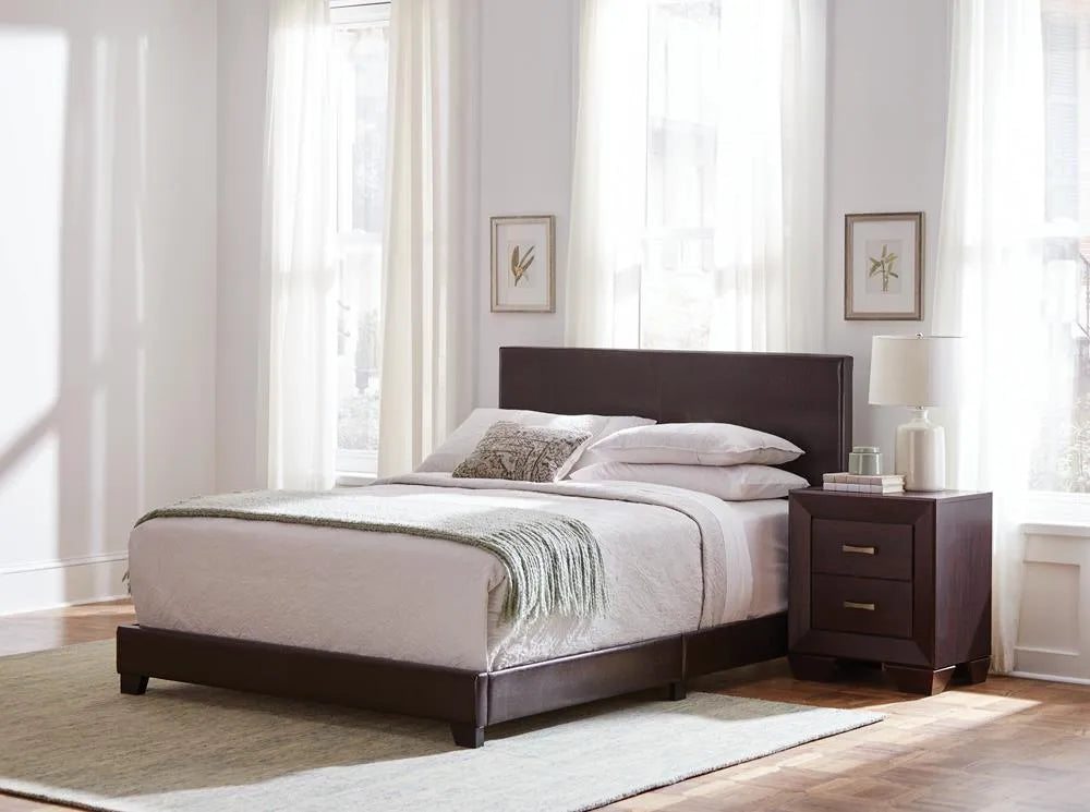 Dorian Brown Upholstered Eastern King Bed by Coaster at Eve Furniture