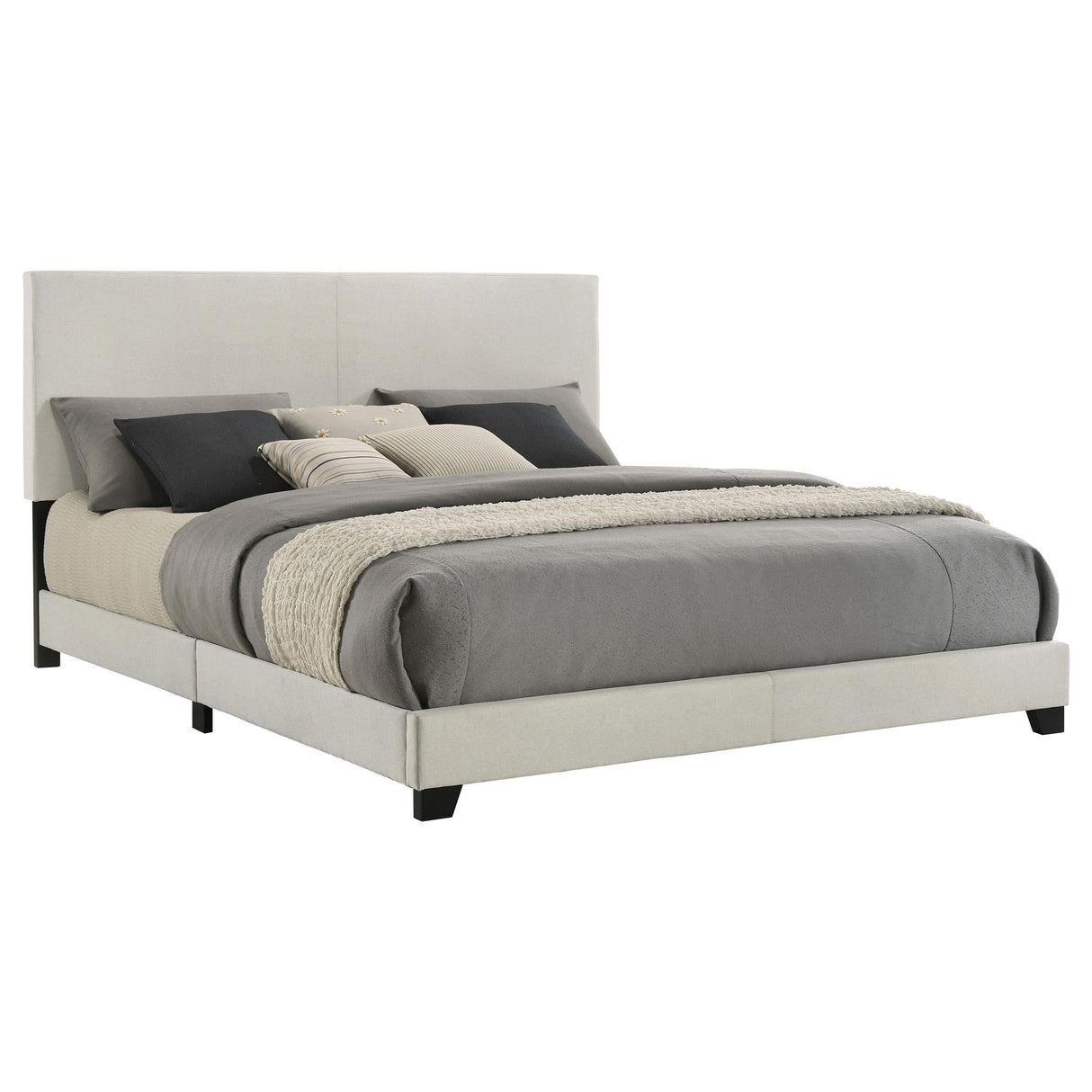 Dorian Cream Upholstered Eastern King Panel Bed by Coaster at Eve Furniture