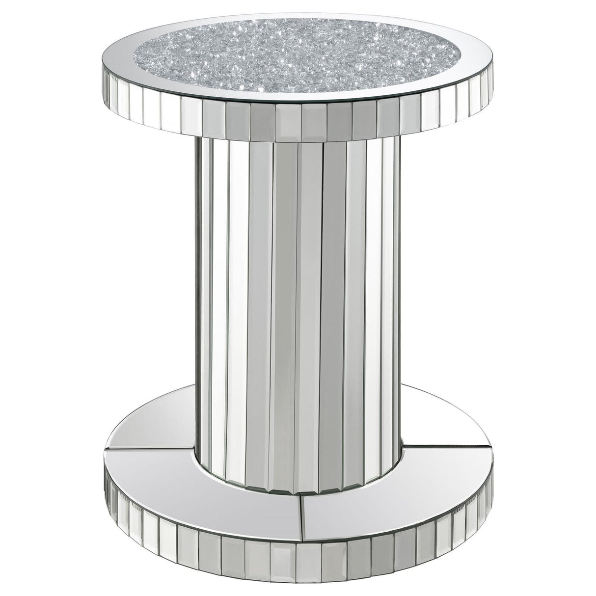 Dorielle Mirror Crystal Inlay Round Top Accent Table by Coaster at Eve Furniture