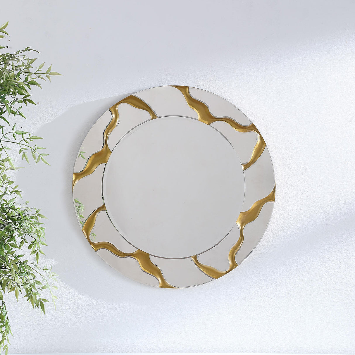 Dorinda Gold 36 x 36 Inch Round Kintsugi Style Wall Mirror by Coaster at Eve Furniture