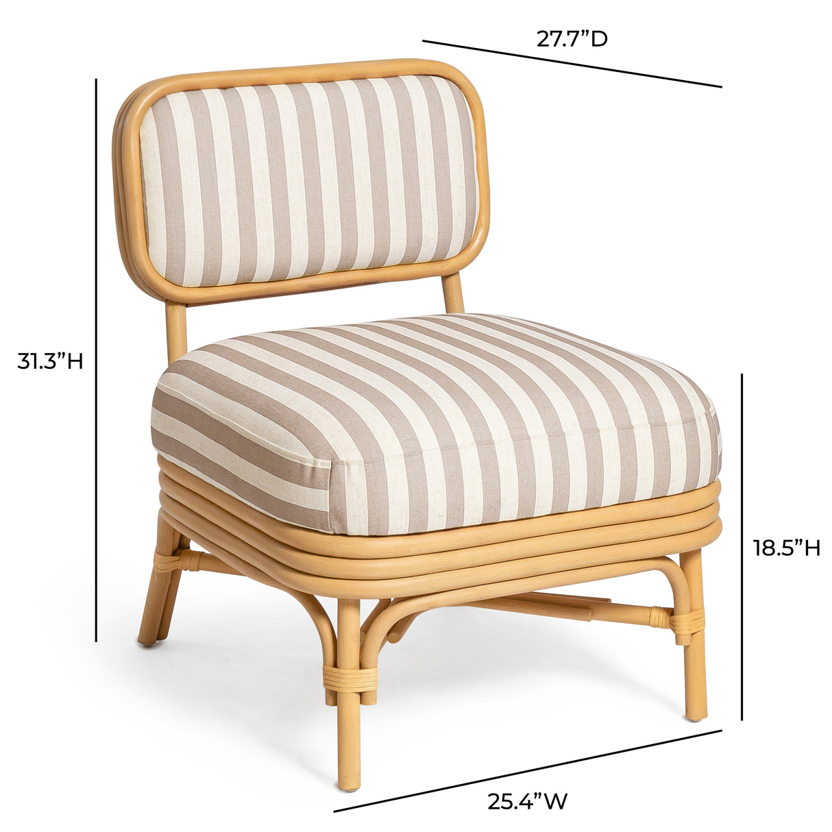 Dorine Striped Performance Linen & Rattan Accent Chair by TOV Furniture at Eve Furniture