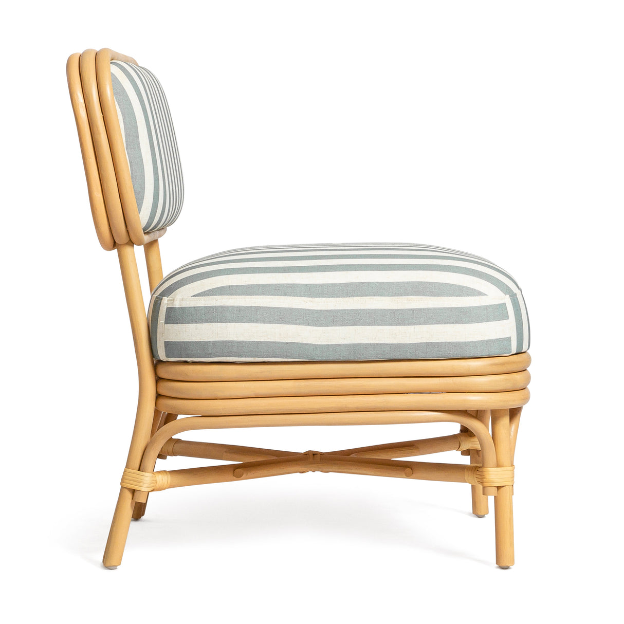 Dorine Striped Performance Linen & Rattan Accent Chair by TOV Furniture at Eve Furniture