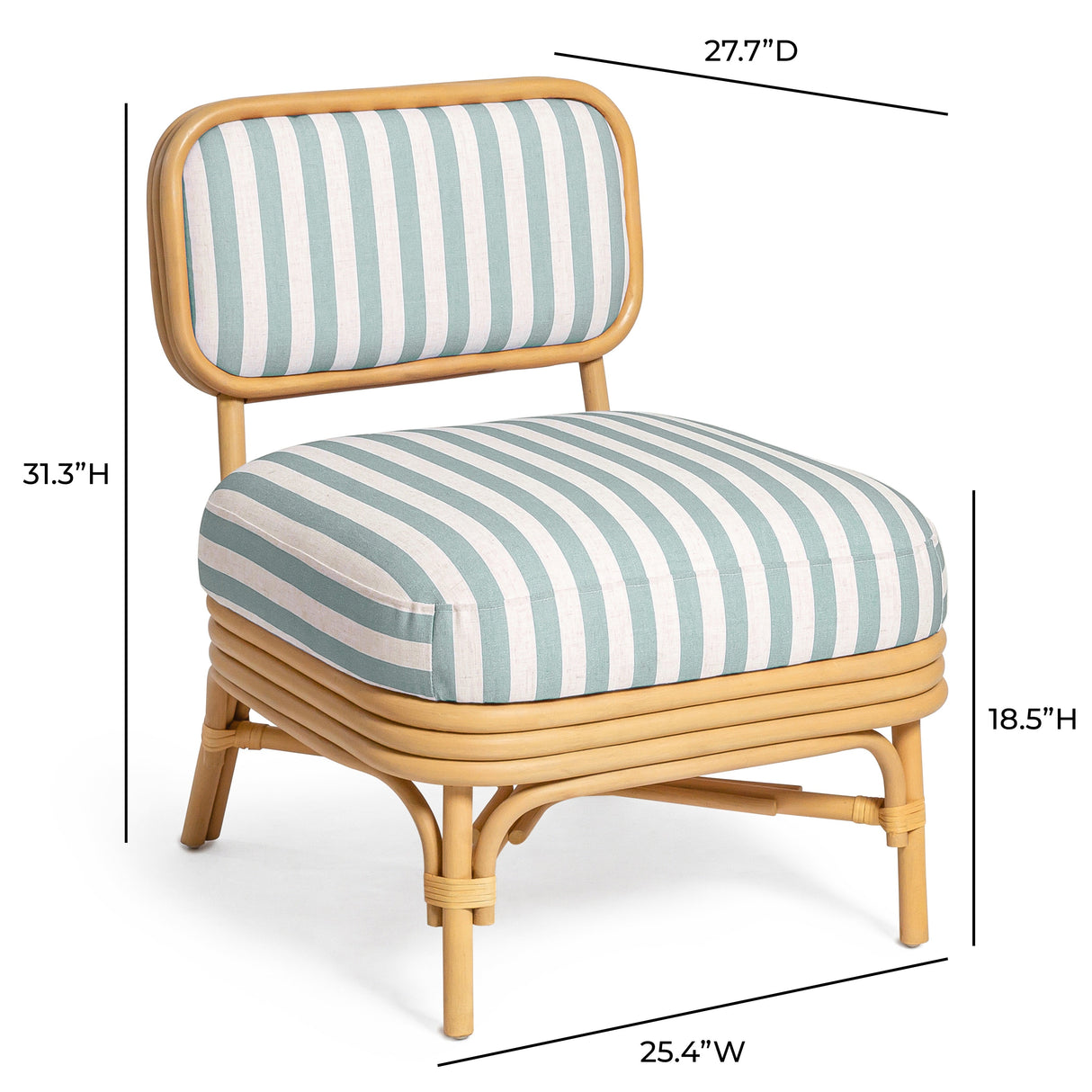 Dorine Striped Performance Linen & Rattan Accent Chair by TOV Furniture at Eve Furniture