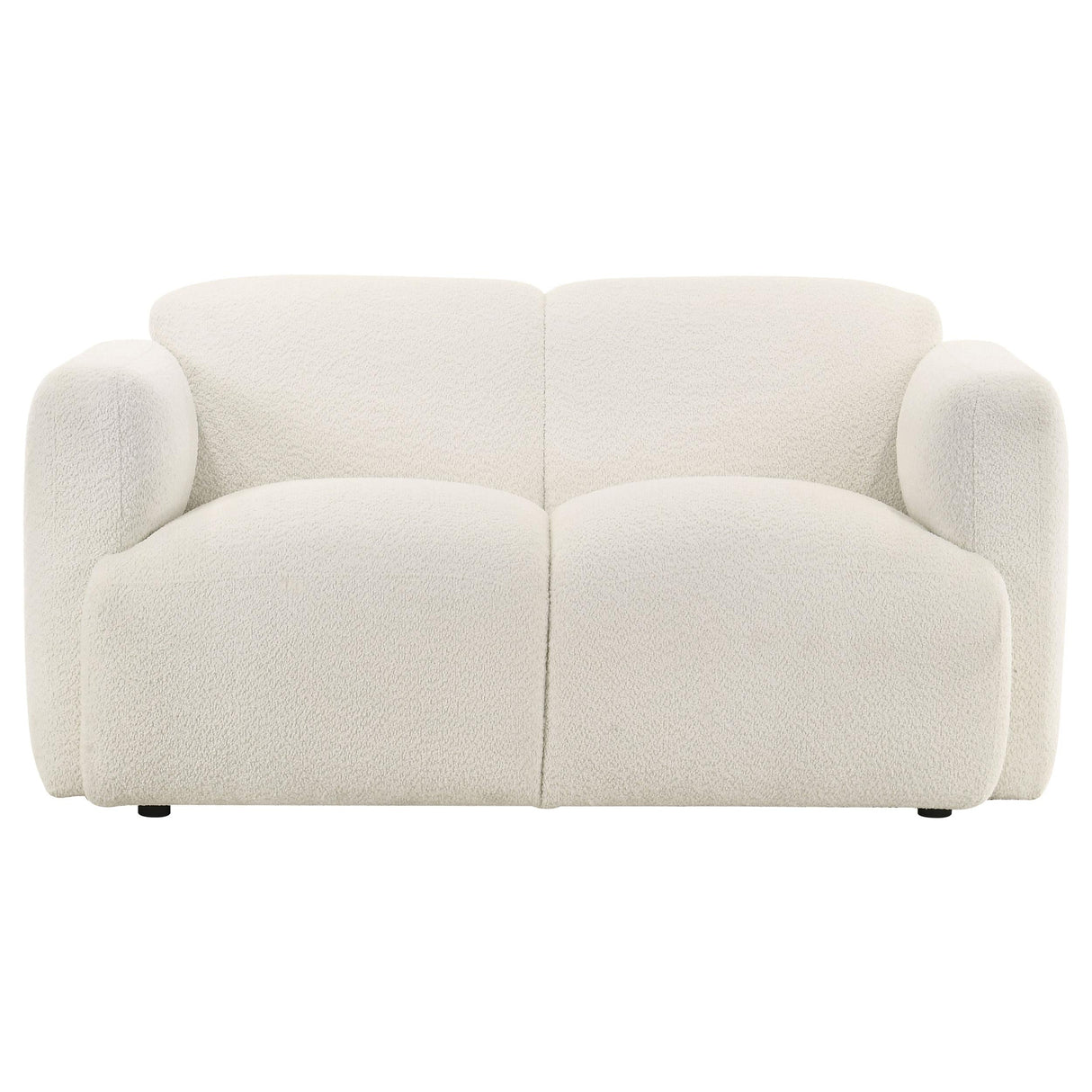 Dorset White Fabric Upholstered Round Track Arm Loveseat by Coaster at Eve Furniture