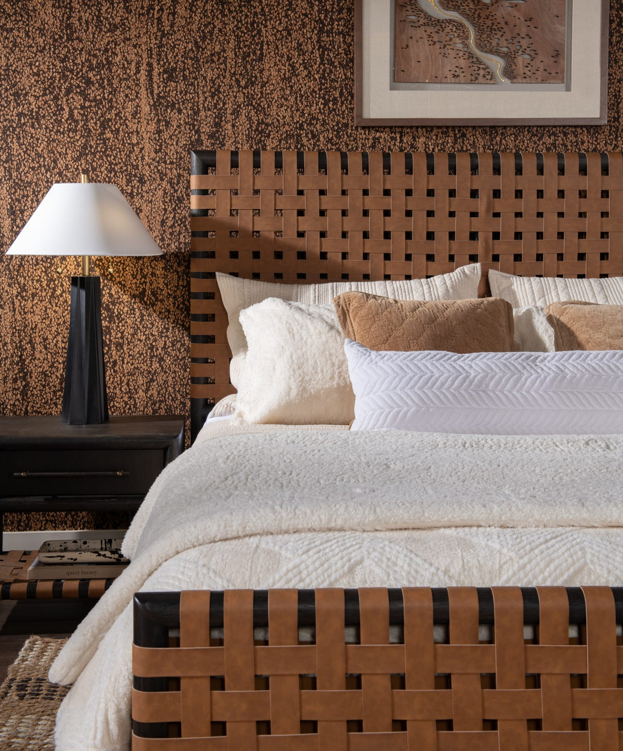Dorsey Basalt Grey/Ginger King Woven Panel Bed by Modus Furniture at Eve Furniture
