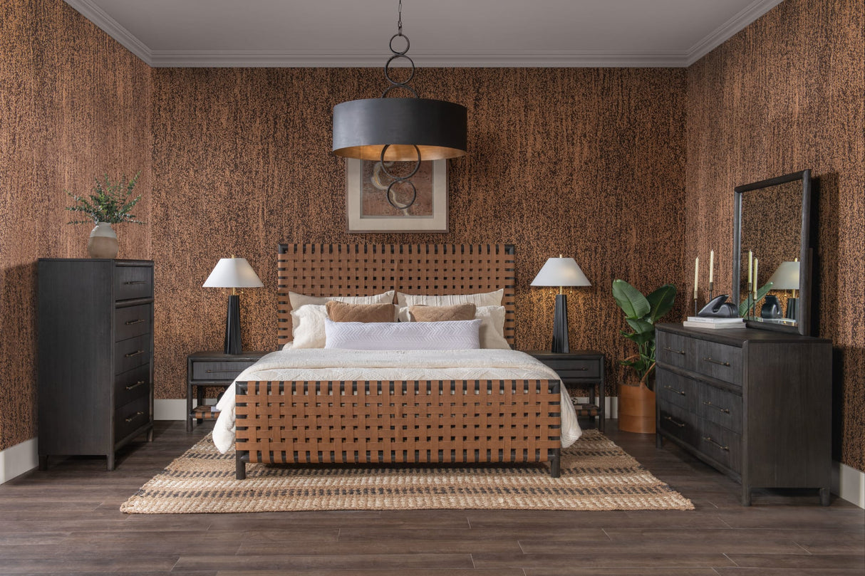 Dorsey Basalt Grey/Ginger King Woven Panel Bed by Modus Furniture at Eve Furniture