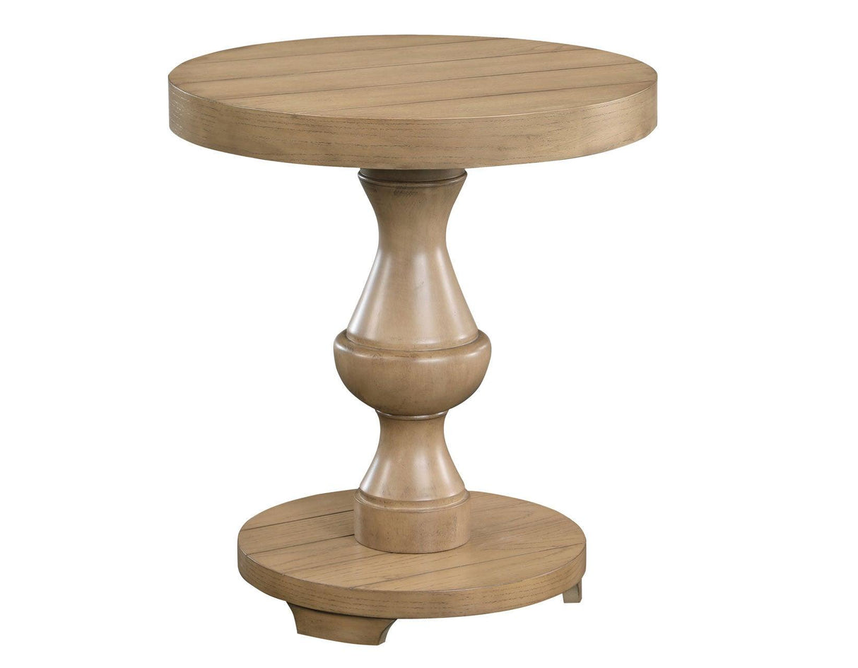 Dory Round End Table, Sand by Steve Silver at Eve Furniture