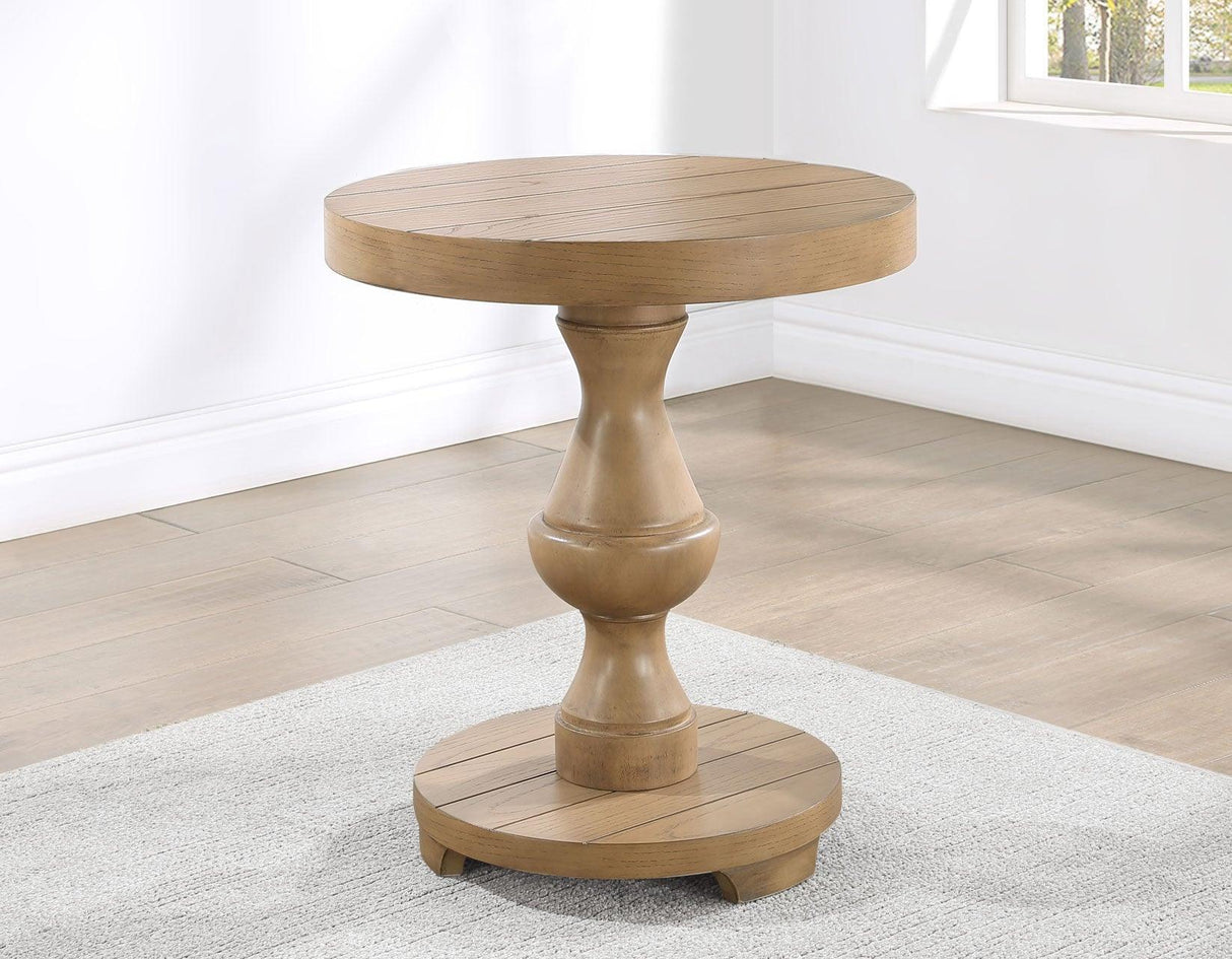 Dory Round End Table, Sand by Steve Silver at Eve Furniture