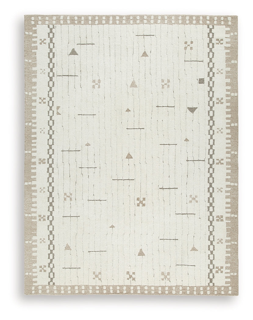 Dot Cream/Brown/Taupe Large Rug by ASHLEY FURNITURE at Eve Furniture