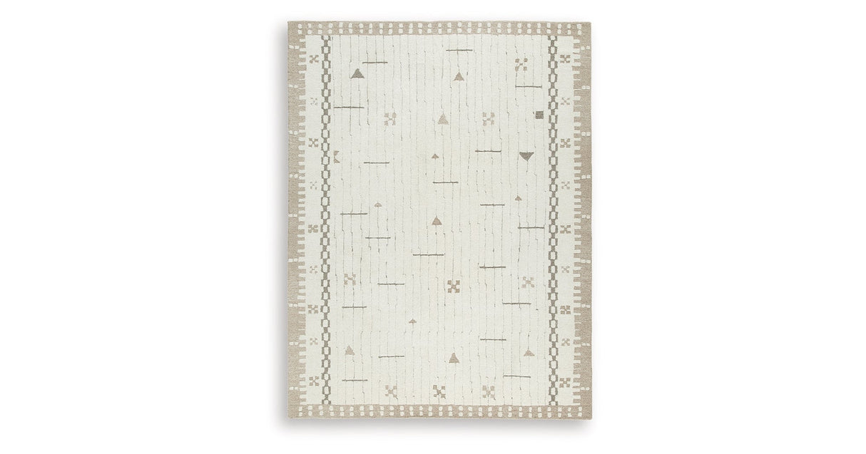 Dot Cream/Brown/Taupe Large Rug by ASHLEY FURNITURE at Eve Furniture