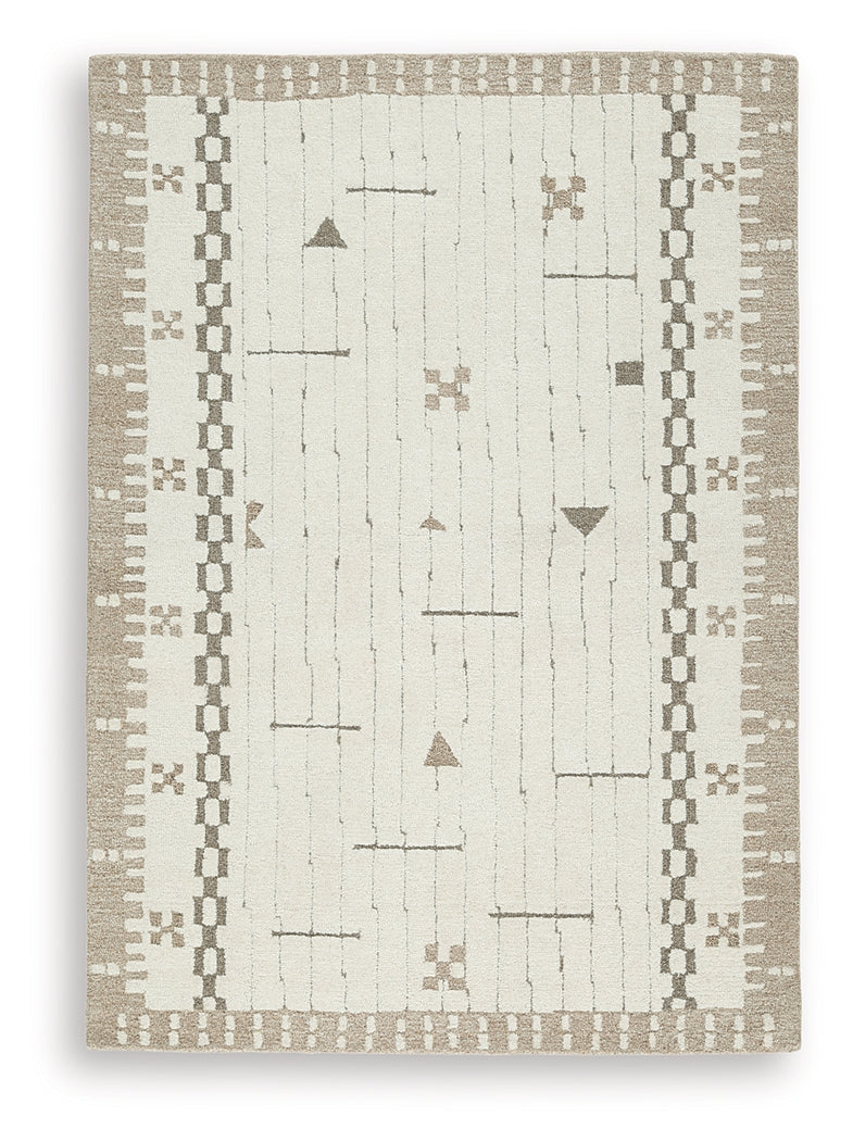 Dot Cream/Brown/Taupe Medium Rug by Ashley at Eve Furniture