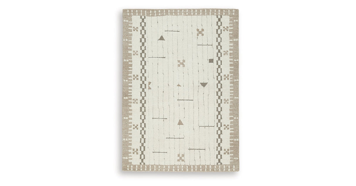 Dot Cream/Brown/Taupe Medium Rug by Ashley at Eve Furniture