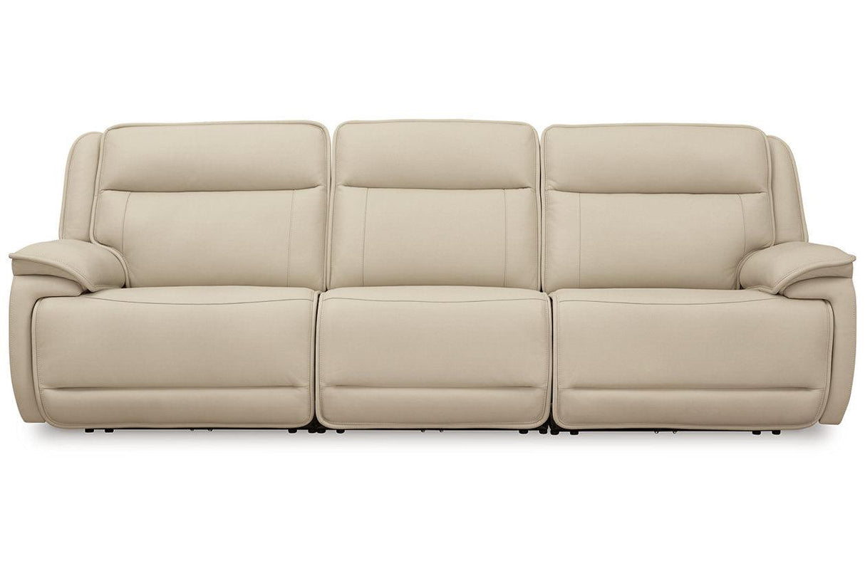 Double Deal Almond 3-Piece Dual Power Leather Reclining Modular Sofa by Ashley at Eve Furniture