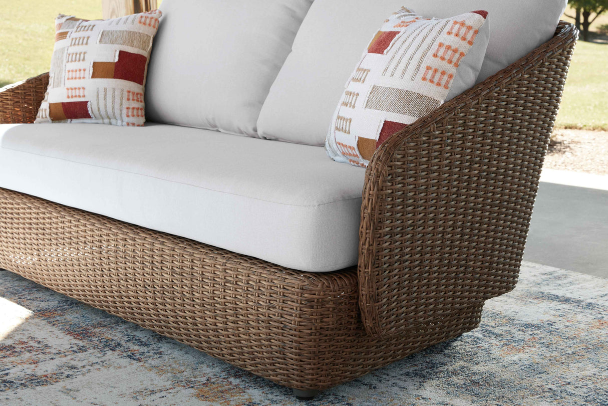 Double Point Beige Outdoor Seating Set by Ashley at Eve Furniture