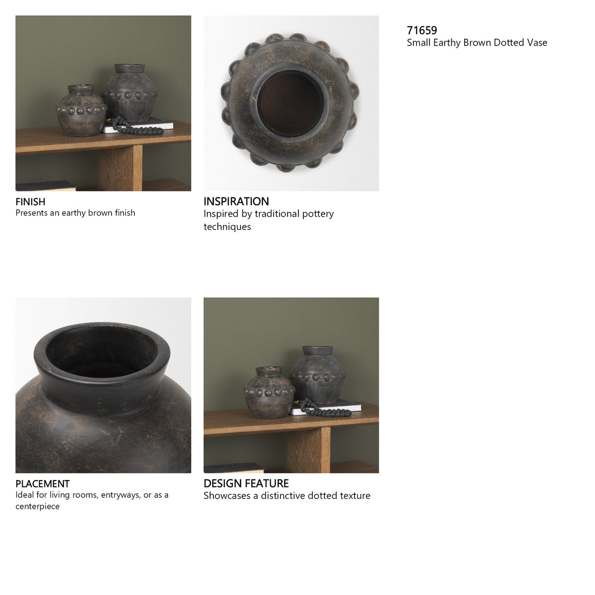 Douro Small Earthy Brown Dotted Vase by Mercana at Eve Furniture