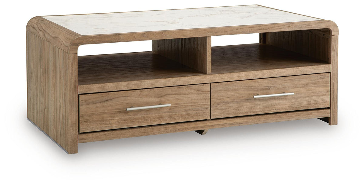 Dovander White/Natural Coffee Table by Ashley at Eve Furniture
