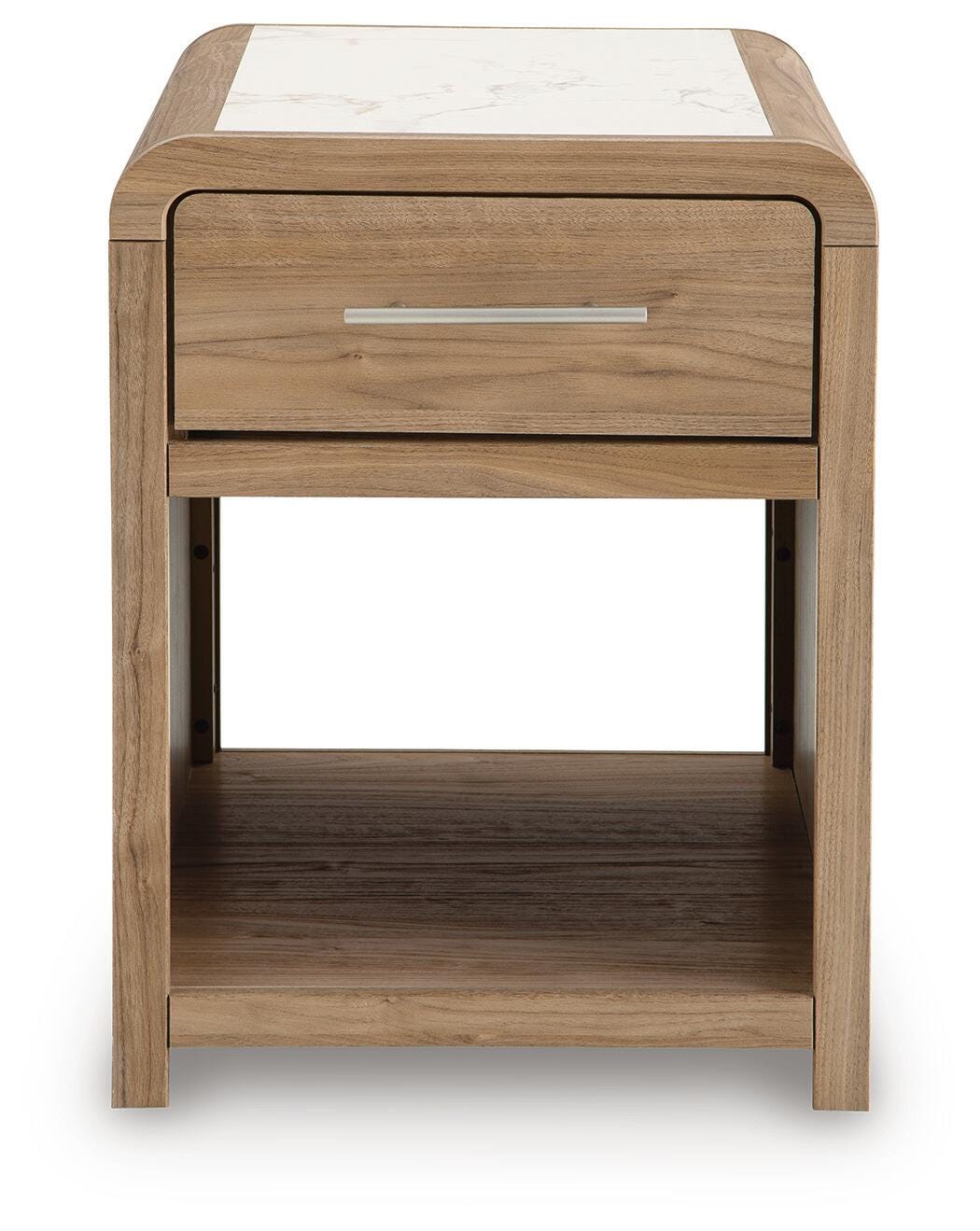 Dovander White/Natural Rectangular End Table by Ashley at Eve Furniture