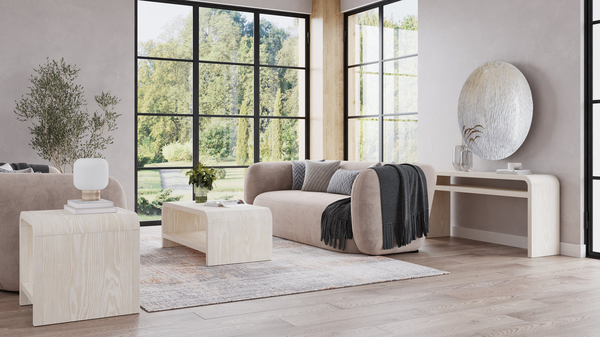 Drake Ash Wood Coffee Table in Sugar by Modus Furniture at Eve Furniture